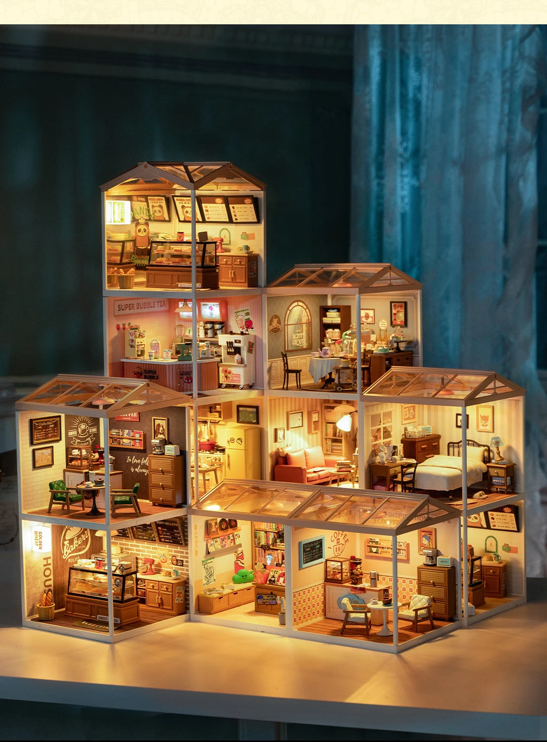 Miniatuur Poppenhuis Bouwset – Burgers Bar Thema – Creatieve DIY Bouwstenen voor Kinderen en Tieners