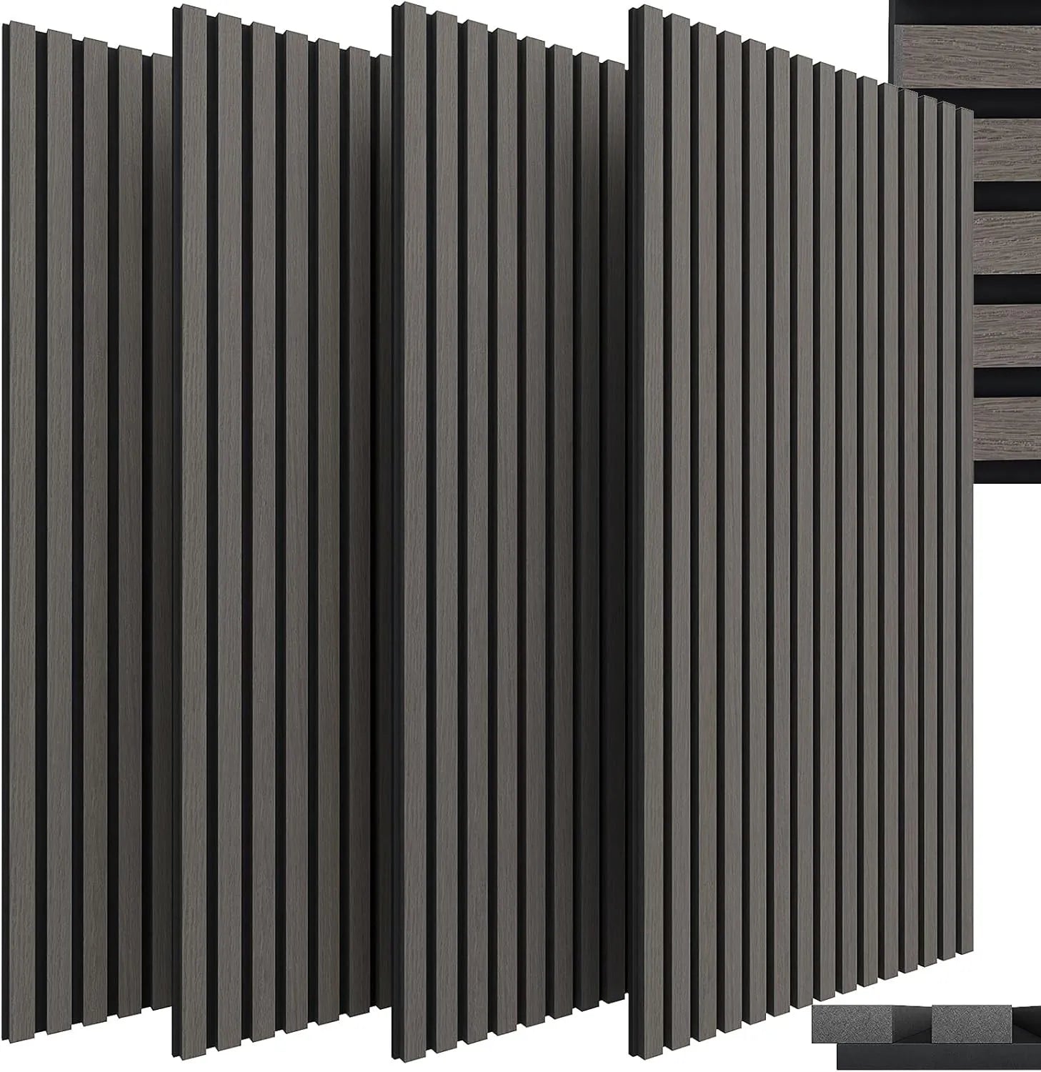 Houten Akoestische Panelen 120x60 cm Set van 4 – Geluidsabsorberende Wandpanelen met Houtlook voor Interieur
