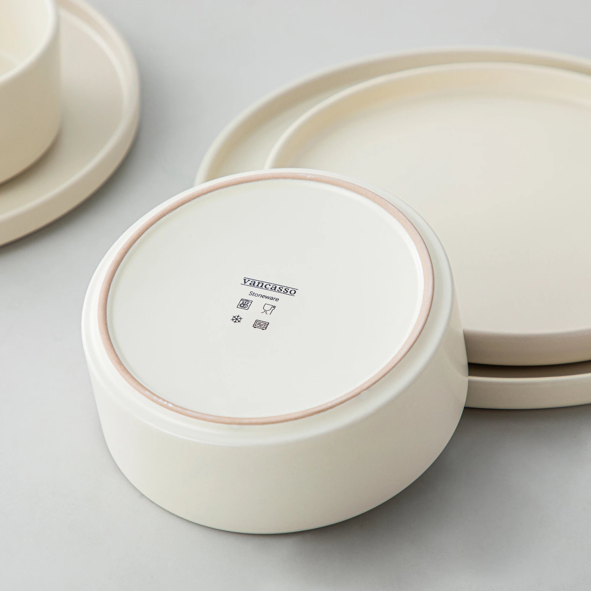 24-delige Serviesset van Steengoed Keramiek – Cream White Vierkant Servies voor 8 Personen