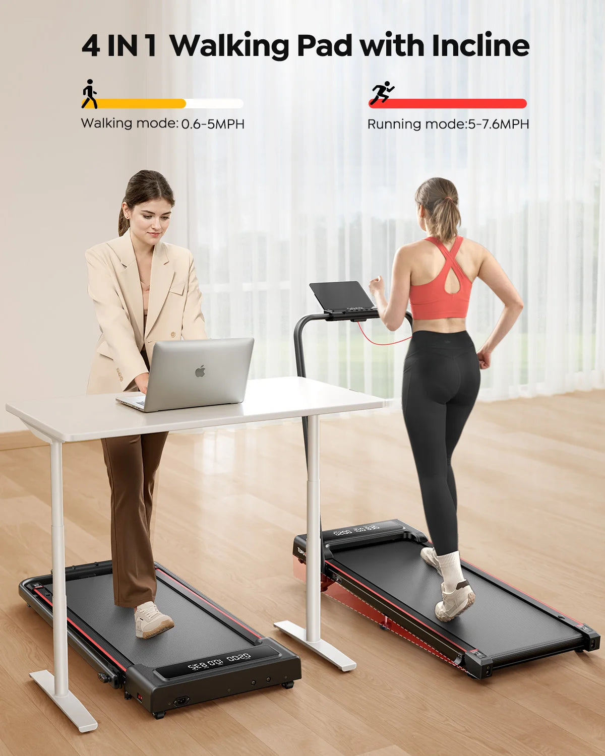Opvouwbare Loopband 4-in-1 12 km/u – Elektrische Treadmill voor Thuis met Incline en App Bediening