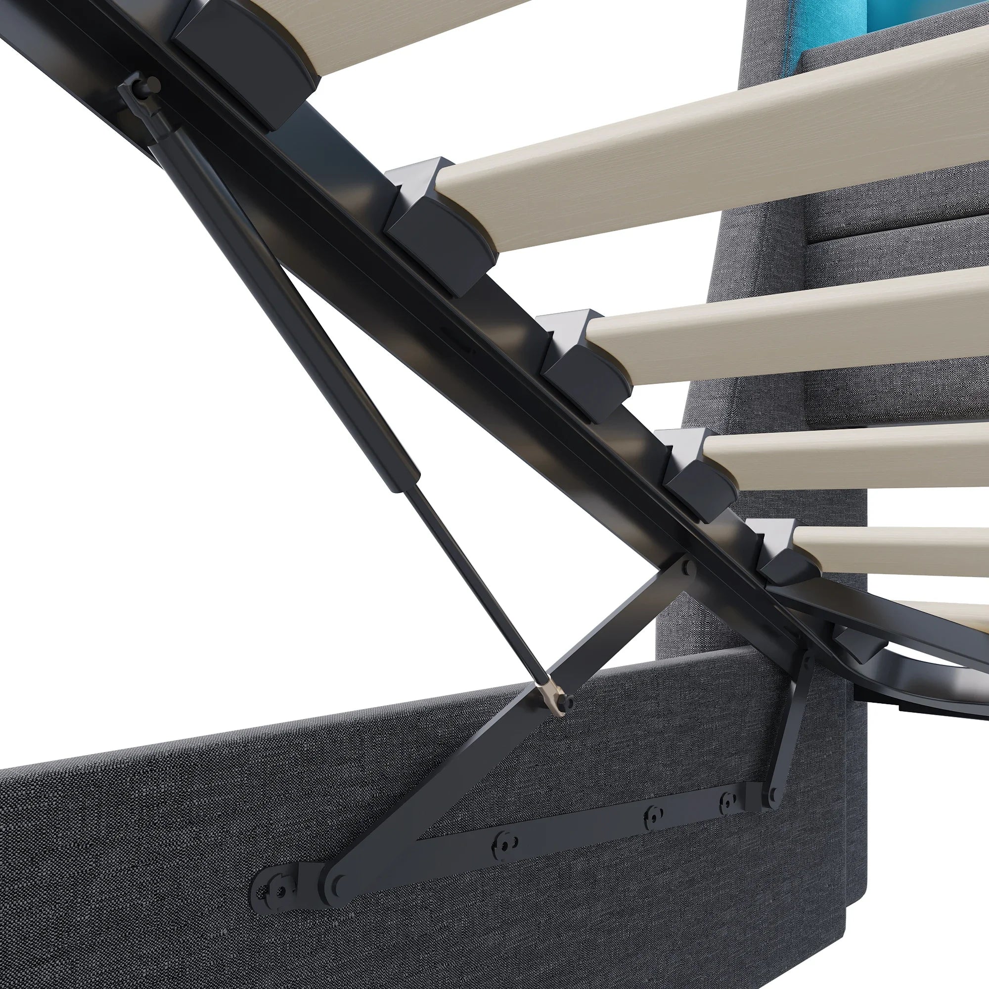 Gestoffeerd tweepersoonsbed 140/160x200 cm met LED‑hoofdeinde, USB‑oplaadfunctie en hydraulische opbergruimte