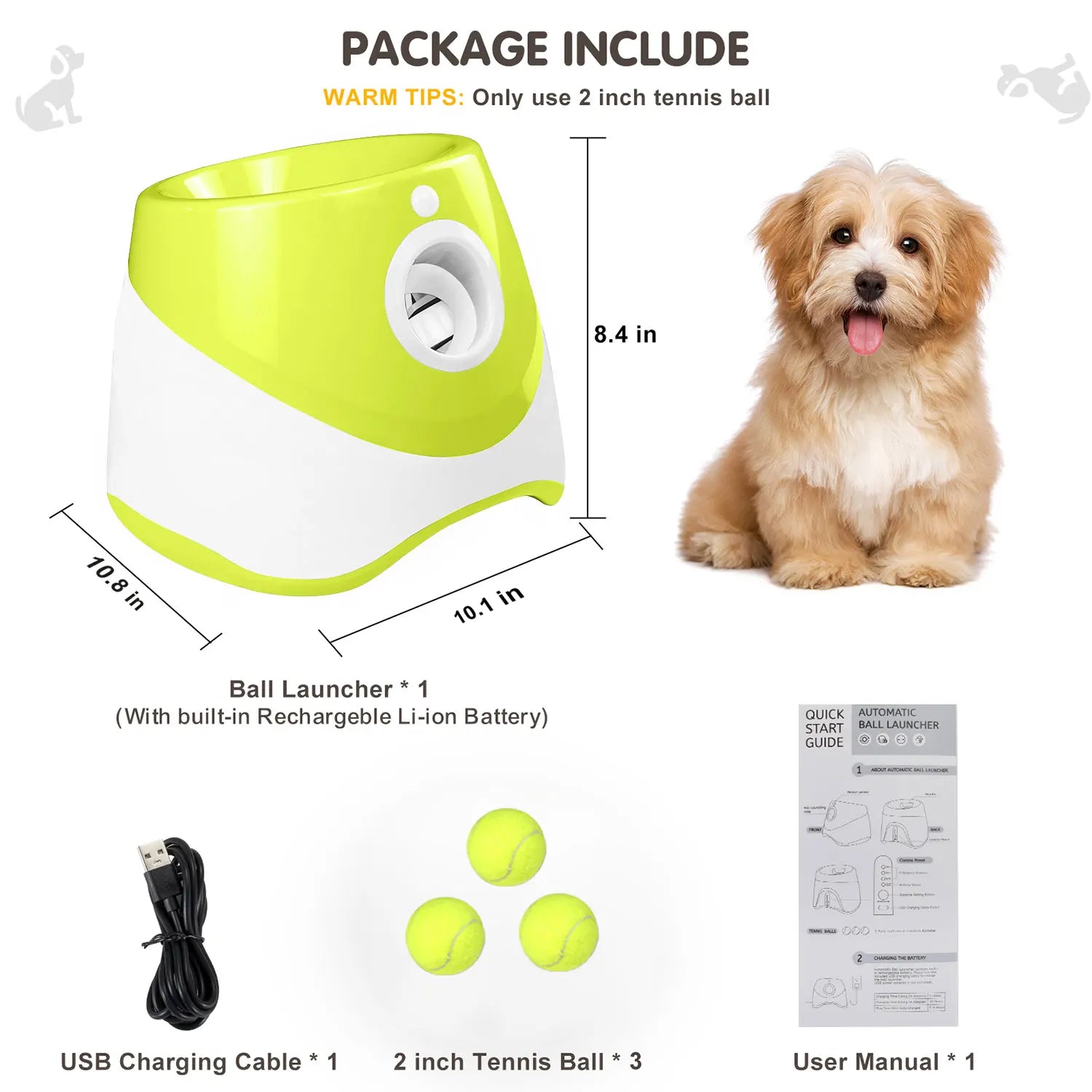 Automatische Ballenwerper voor Honden – Interactief Hondenspeelgoed met 3 Ballen – Oplaadbare Tennis Launcher
