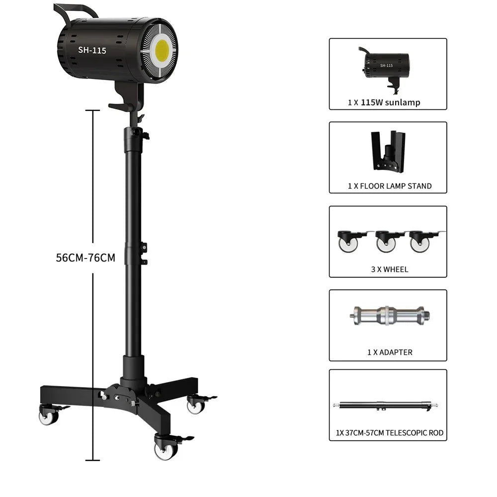 Metalen Vloerlampstatief met Wielen – Fotografie Statief 24‑125 cm Hoogte – Lichtgewicht en Multifunctioneel