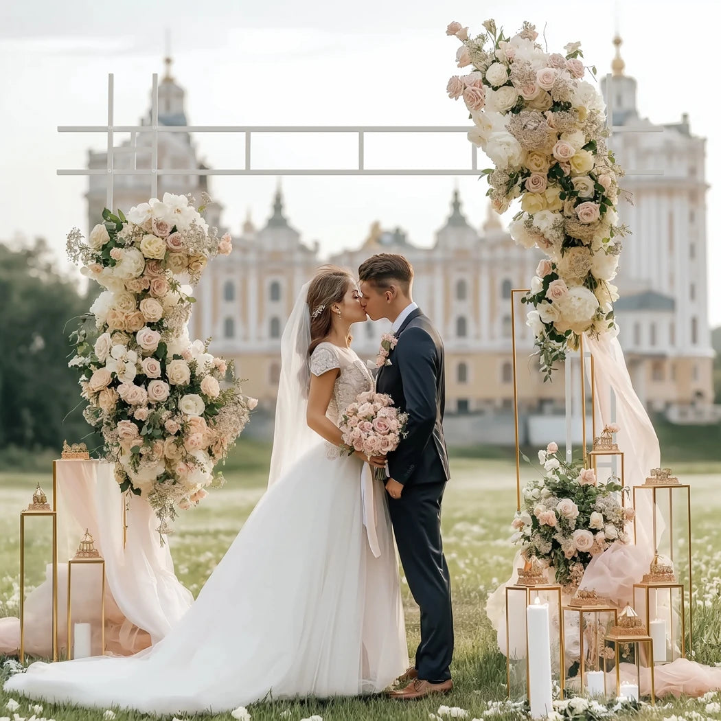 Vierkante Witte Trouwboog Metaal 236x236 cm – Wedding Arch voor Ceremonie, Ballonnen en Bloemen Decoratie – Stevige Feestboog Binnen & Buiten
