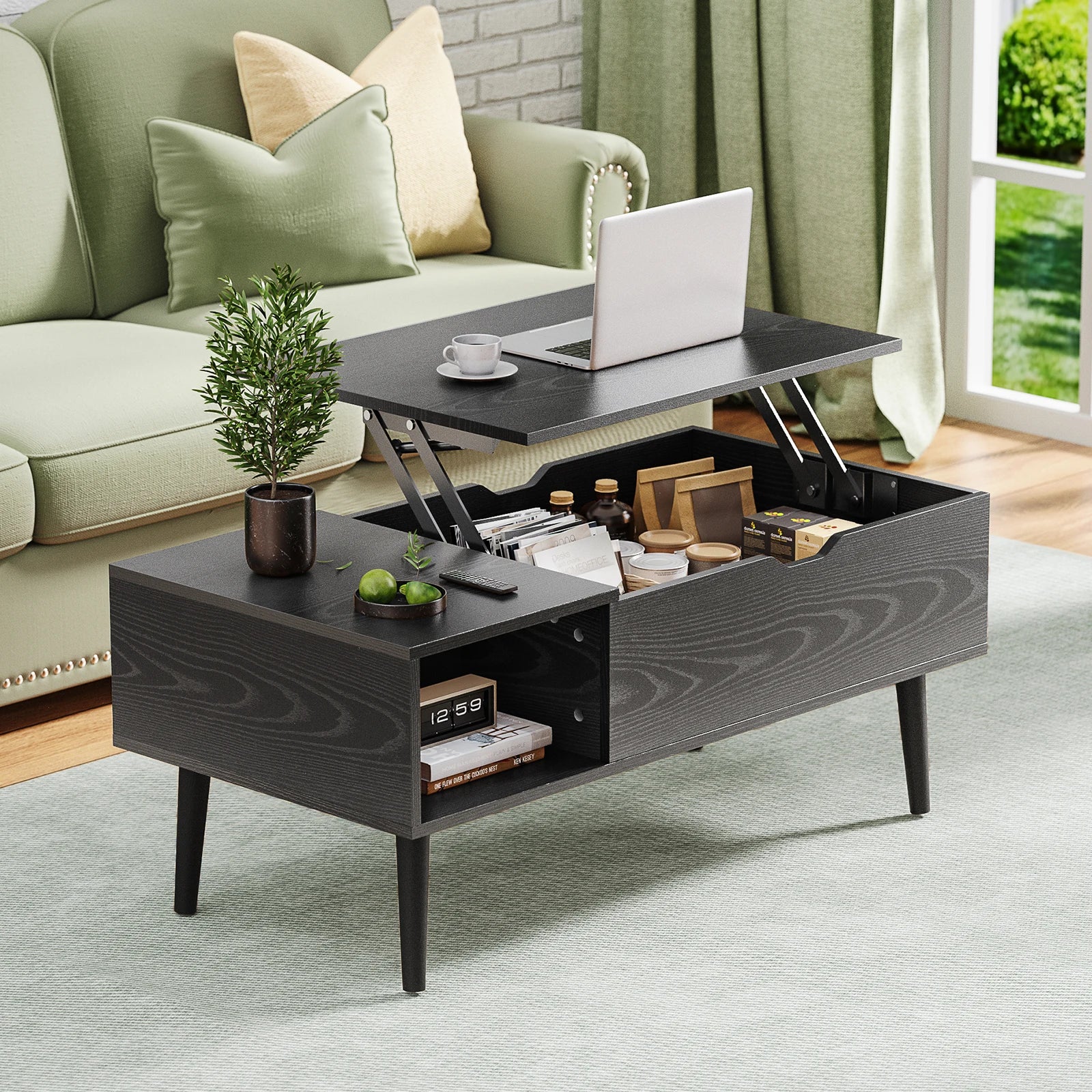 Verstelbare Salontafel met Lift‑Top en Opbergruimte – 100 × 50 cm
