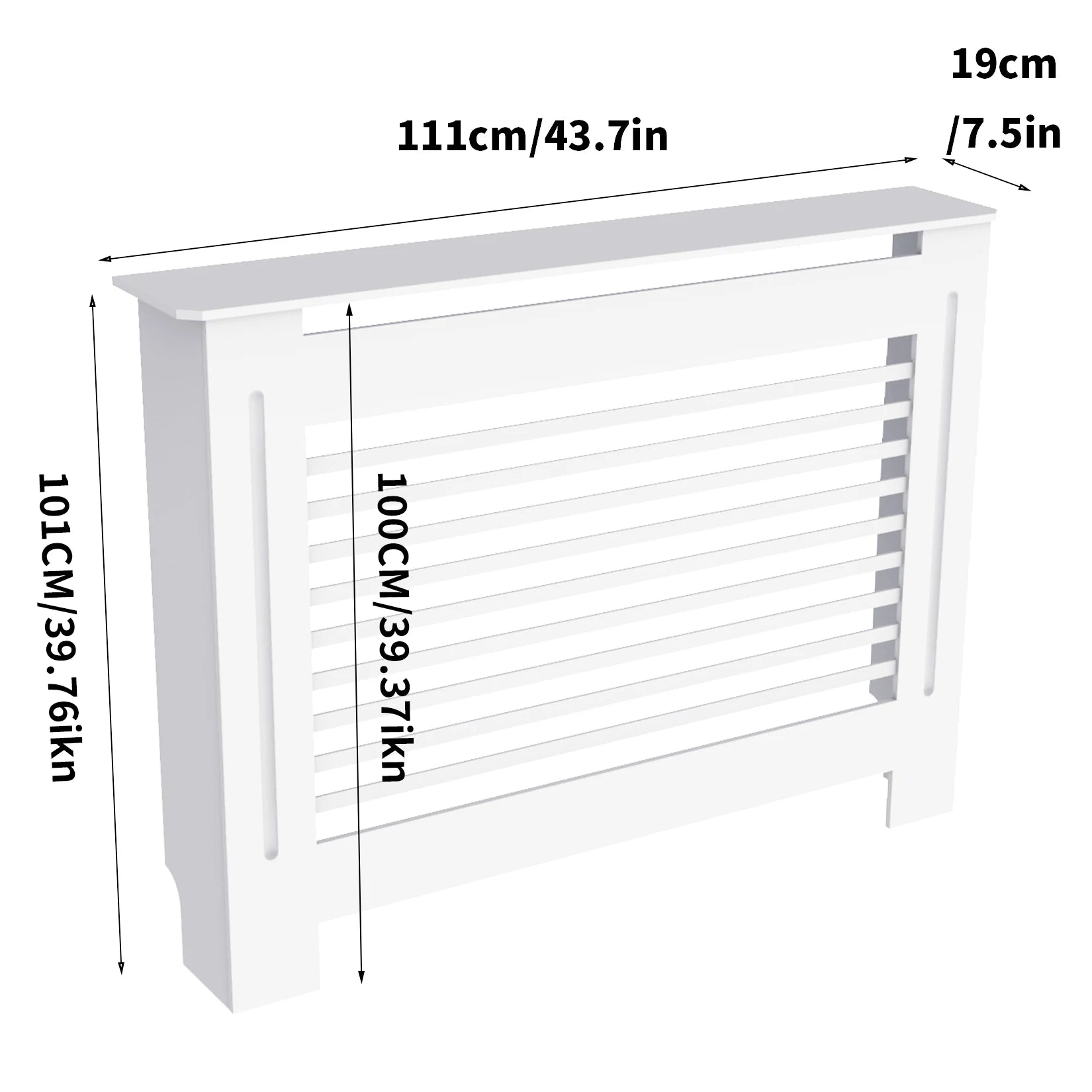 Moderne Radiator Cover Hoog – MDF Radiator Ombouw met Verticale Lamellen | Witte Radiator Kast met Plank