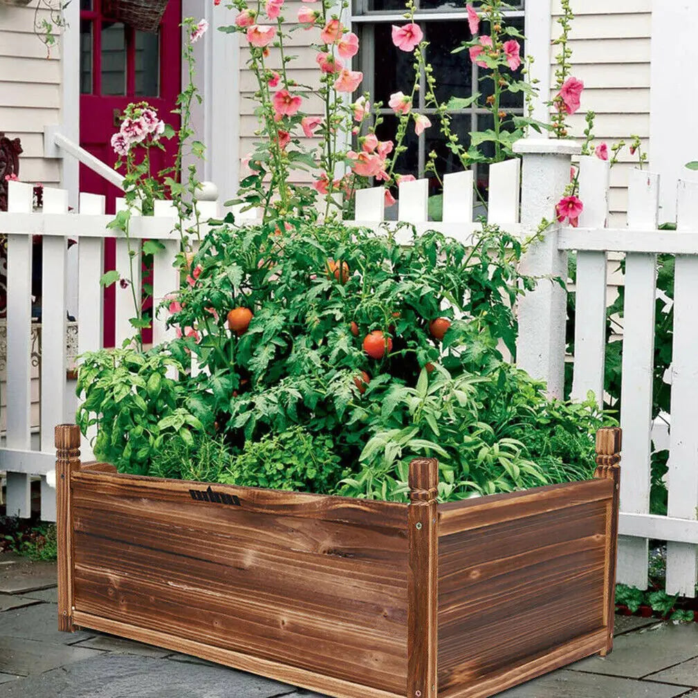 Houten Verhoogde Plantenbak Buiten – Massief Dennenhout Bloembak voor Tuin & Balkon – Verhoogde Tuinbak voor Groenten, Kruiden en Bloemen