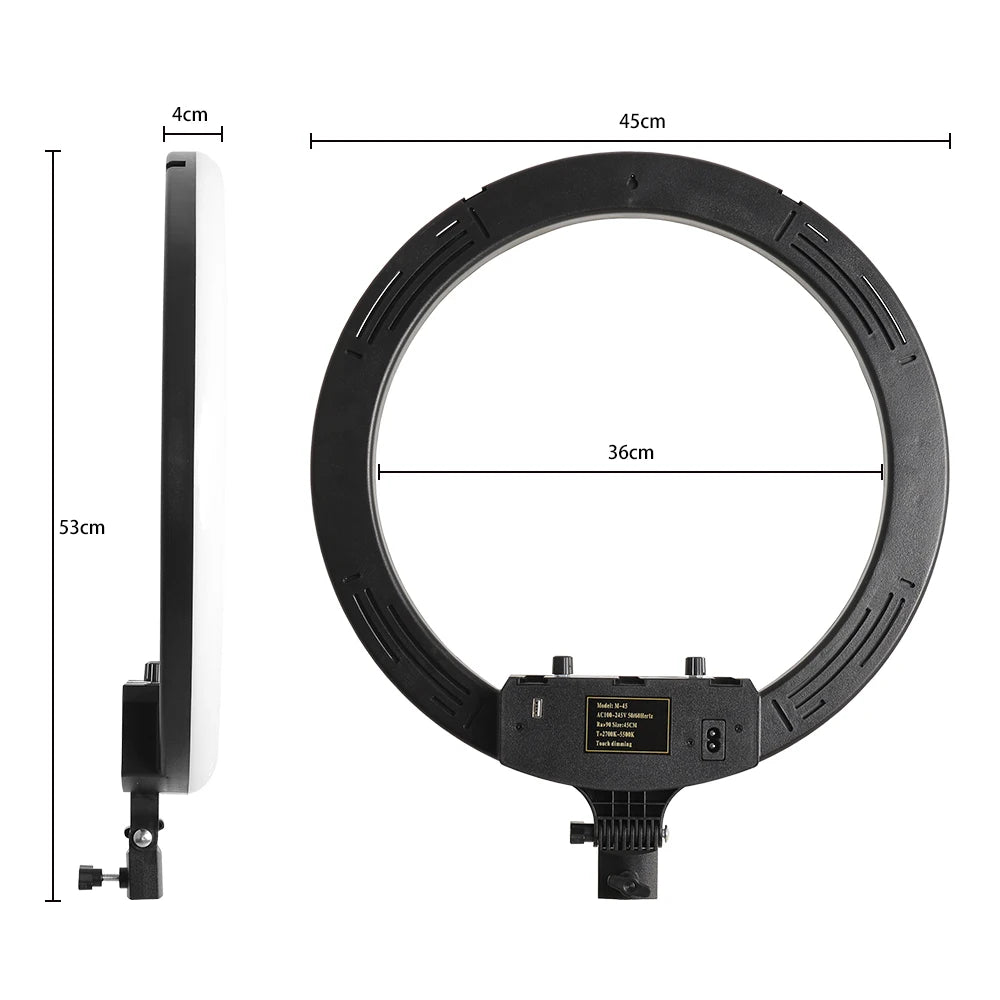 Dimbare 18 Inch RGB Selfie Ringlamp met Tripod en Telefoonhouder – Make-up, YouTube en Fotografie Studio Verlichting