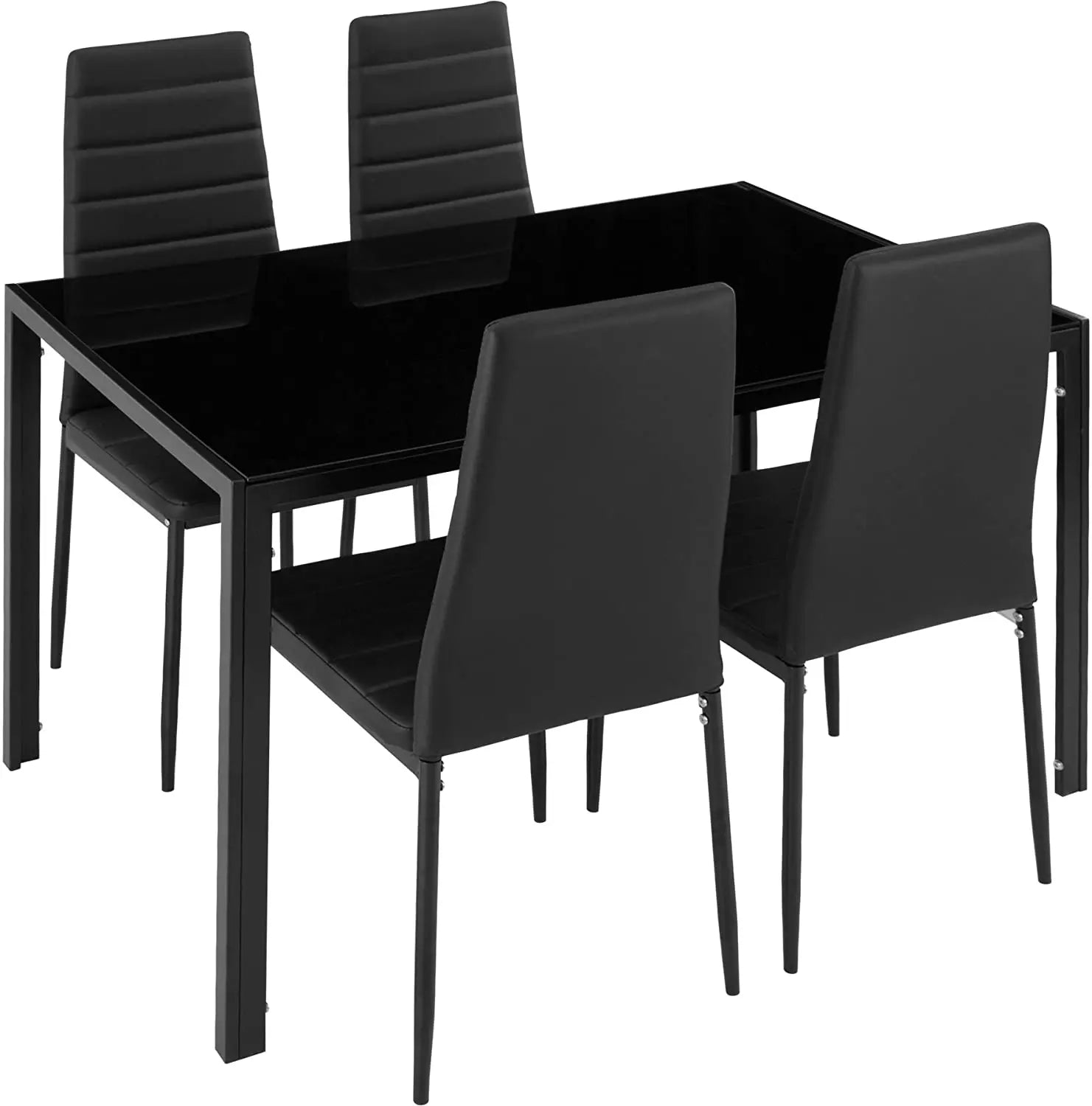 4‑delige moderne eetkamerstoelen set — PU leder met metalen poten, geschikt voor woonkamer, keuken & eetkamer