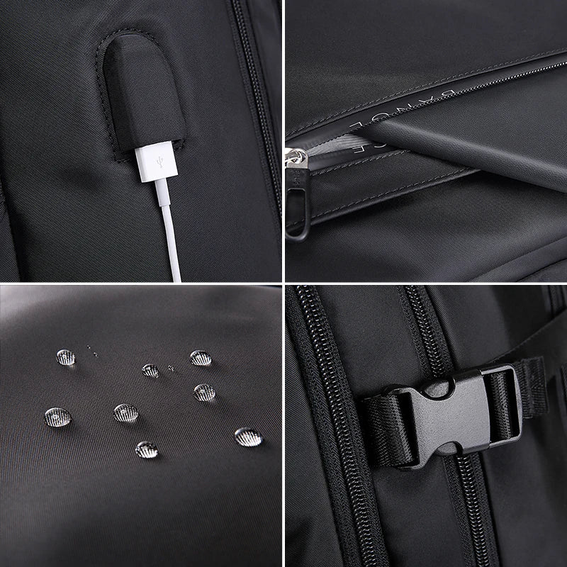 Grote Waterdichte Rugzak Voor 15.6" Laptop | USB‑Oplaadpoort & Nat‑Droog Vak | School, Werk & Reizen