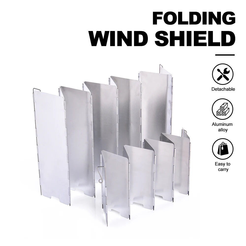 9-delig Camping Windscherm – Lichtgewicht Aluminium & RVS Bescherming voor Buiten Koken