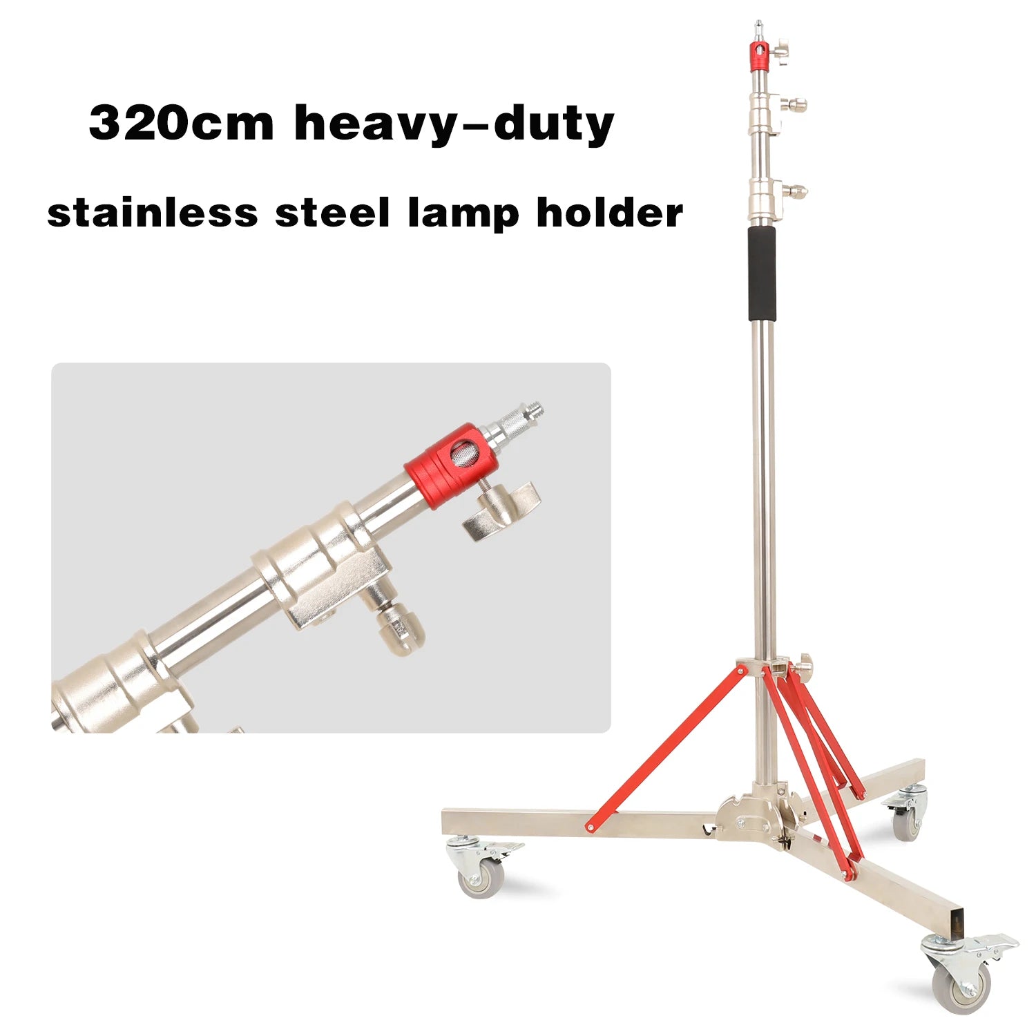 Professioneel 320 cm C-Stand Statief met 3 Wielen – Verstelbaar Fotografie Statief voor Camera’s en Videoproducties
