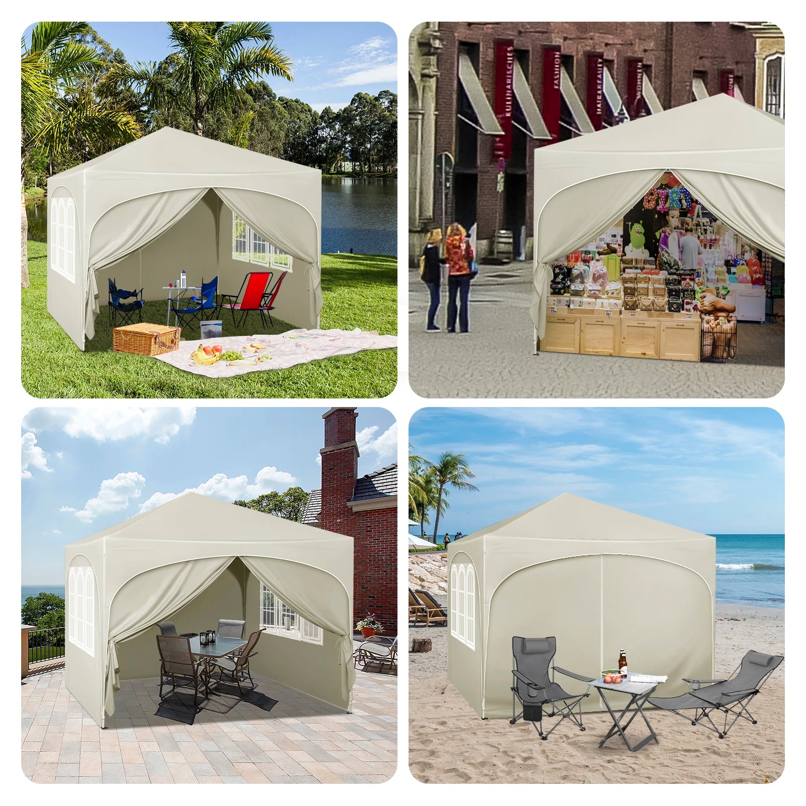Opvouwbare Partytent 3x3 m Waterafstotend – Pop-up Tuintent met 4 Zijwanden, UV50+ Bescherming & Draagtas