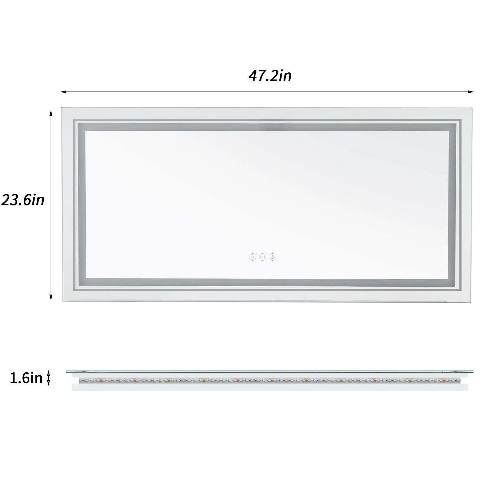 LED Badkamerspiegel 120x60 cm met Verlichting, Anti-Condens & Dimbaar Licht – Wandspiegel met Touch Bediening en 3 Lichtkleuren