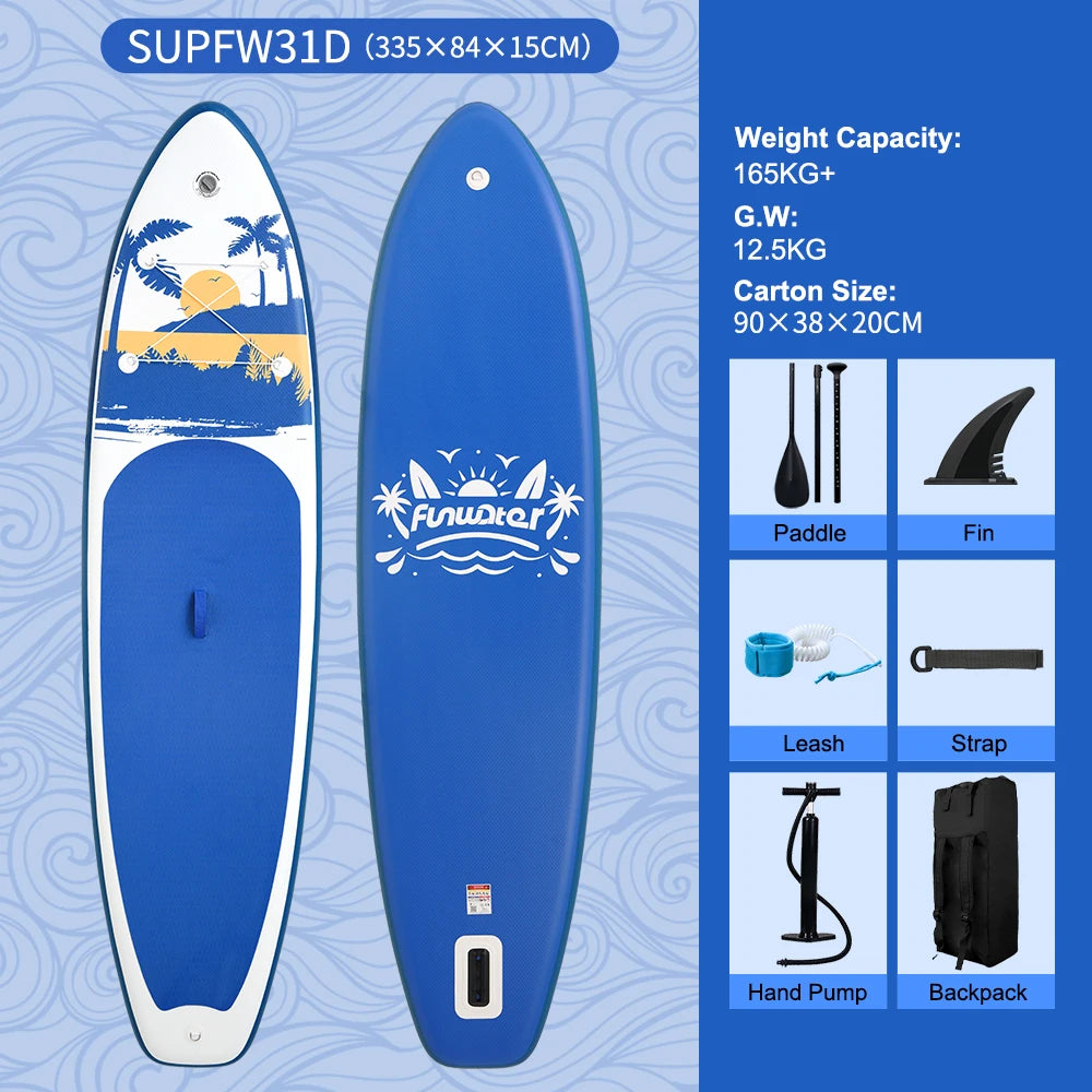 Opblaasbaar SUP Board – Stand Up Paddle Board 335 cm met Antislip Deck – Complete Set voor Beginners & Gevorderden