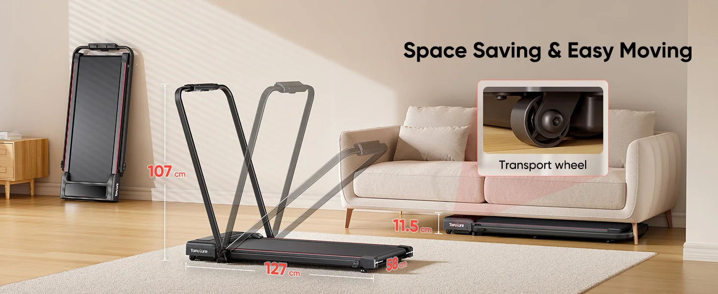 Opvouwbare Loopband 4-in-1 12 km/u – Elektrische Treadmill voor Thuis met Incline en App Bediening