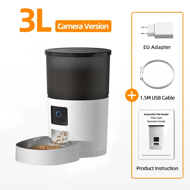 Automatische Kattenvoerautomaat met Camera en Stemfunctie – Slimme Voerdispenser voor Katten en Honden met App & Timer