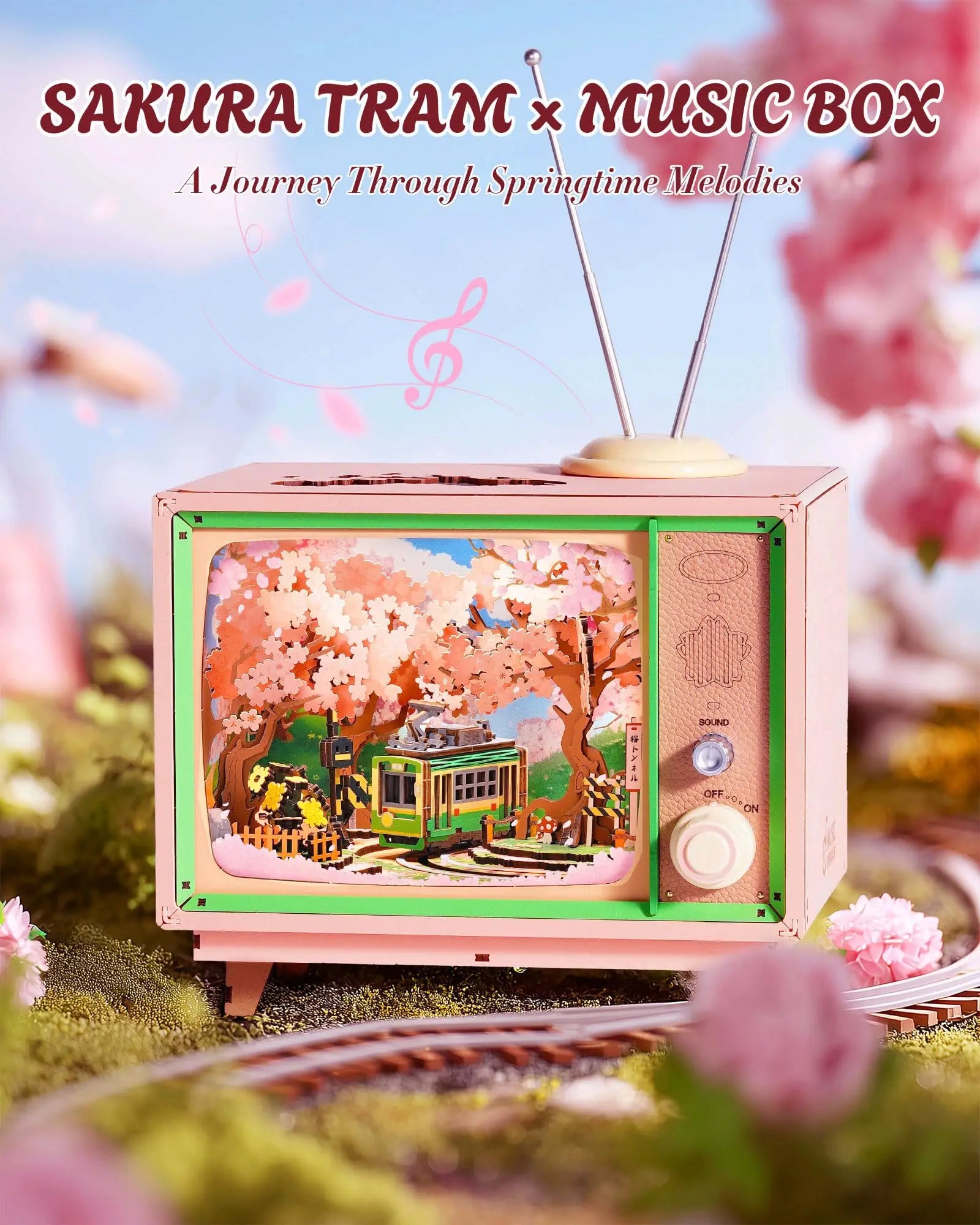 3D Houten Muziekdoos Sakura – DIY Puzzel met LED Licht – Creatief Knutselpakket voor Kinderen en Volwassenen