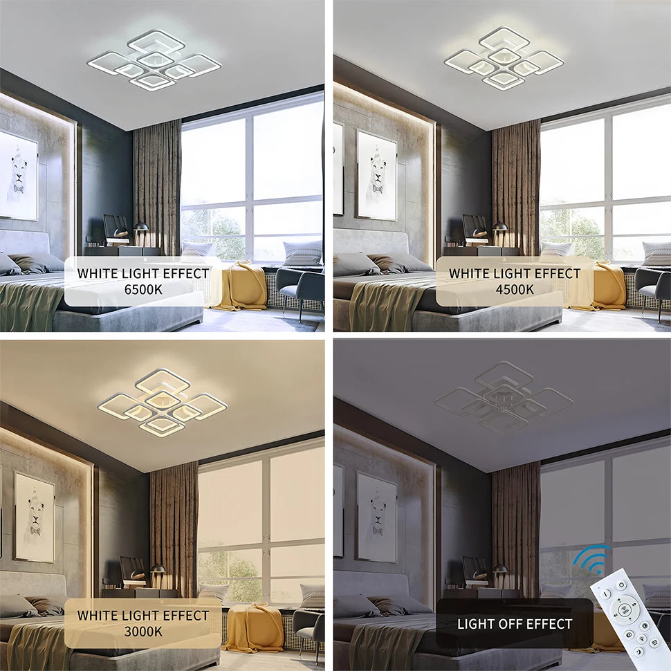 Moderne LED Plafondlamp met Afstandsbediening – Dimbare Scandinavische Plafondverlichting voor Woonkamer, Slaapkamer & Eetkamer