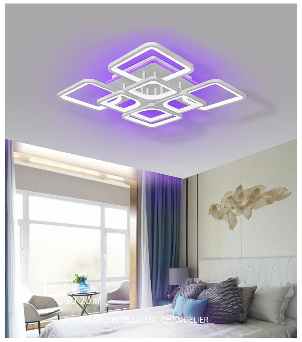 Vierkante LED Plafondlamp met Afstandsbediening en Dimfunctie – Moderne Dimbare Plafondverlichting voor Woonkamer, Slaapkamer & Hal