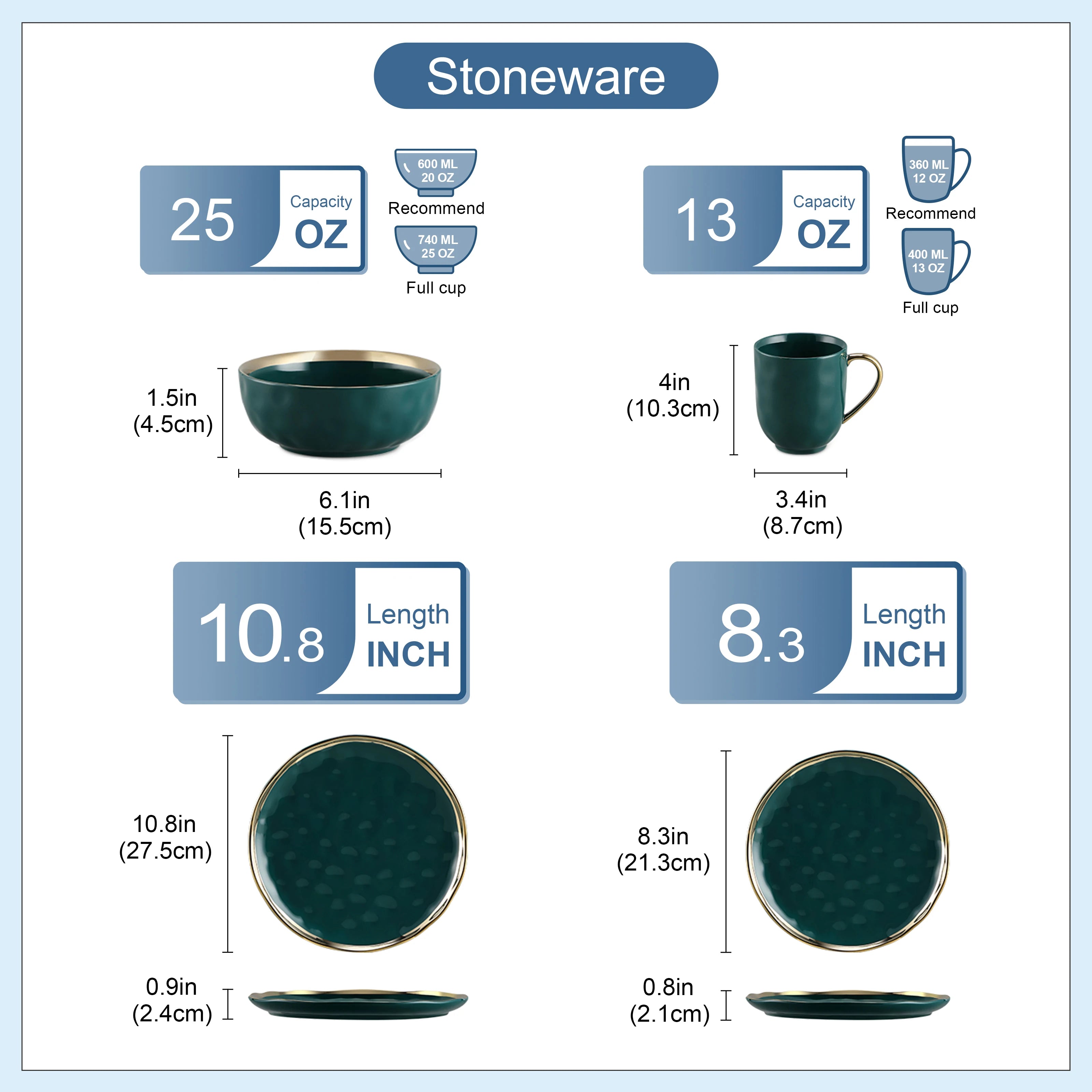 Servies Set 16-Delig Groen Porselein met Gouden Rand – Luxe Keramisch Servies voor 4 Personen