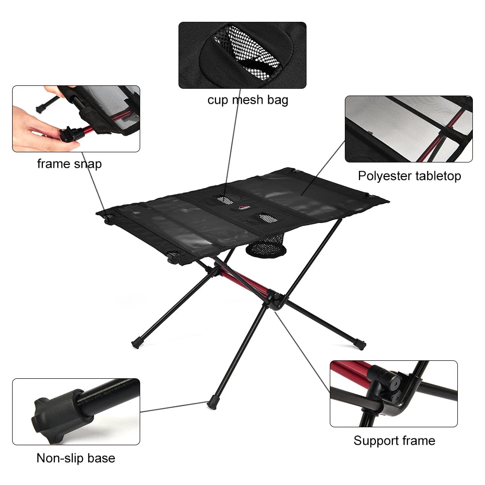 Lichtgewicht Opvouwbare Campingtafel met Bekerhouders – Compacte Outdoor Tafel Voor Kamperen & Picknicken