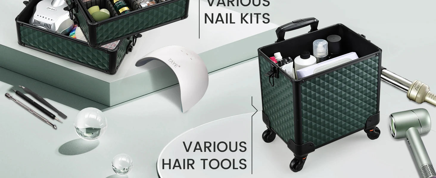 Rollende Make-up Koffer 4-in-1 – Cosmetica Trekkoffer met Wielen en Slot – Ruime Reiskoffer voor Beautyproducten en Accessoires