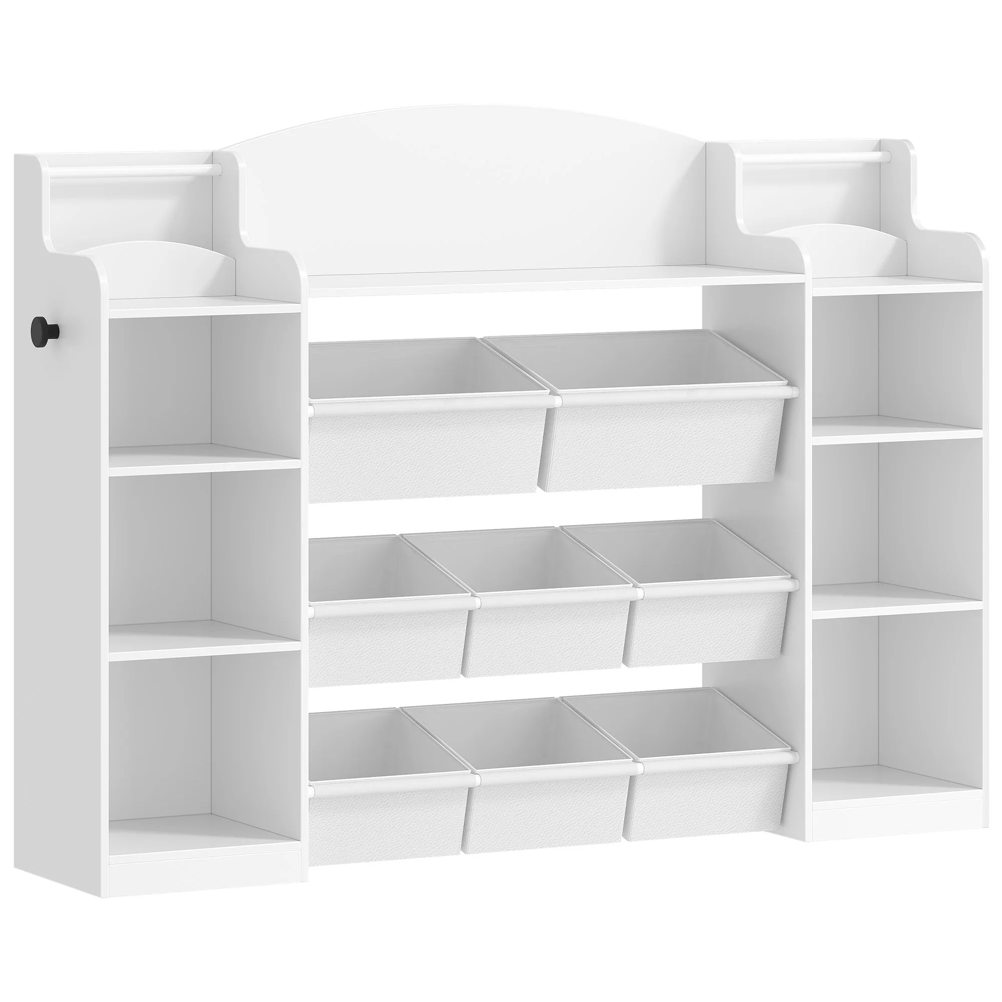 Kinderboekenkast met Opbergbakken – Houten Speelgoedkast met 8 Stoffen Lades & 9 Vakken – Kinderkamer Organizer Wit