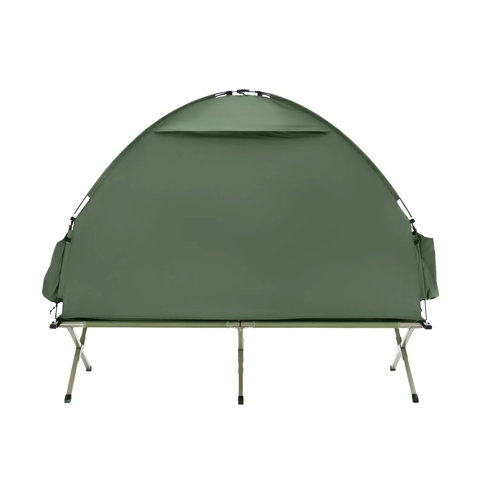 3-in-1 Eenpersoons Campingtent Groen – Lichtgewicht Outdoor Tent met Muskietennet & Opklapbaar Campingbed