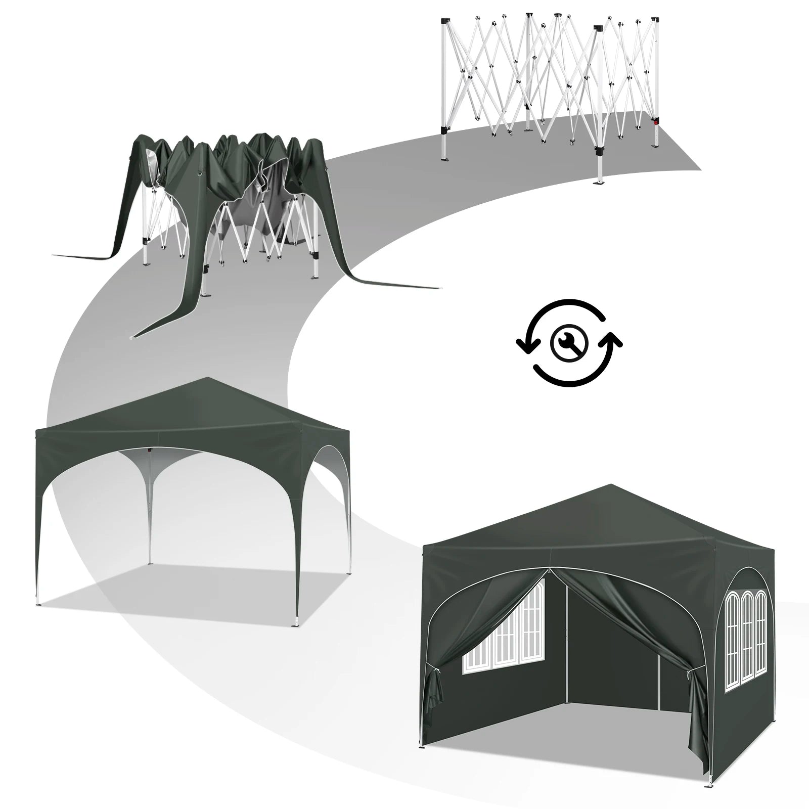 Opvouwbare Partytent 3x3 m Waterafstotend – Pop-up Tuintent met 4 Zijwanden, UV50+ Bescherming & Draagtas
