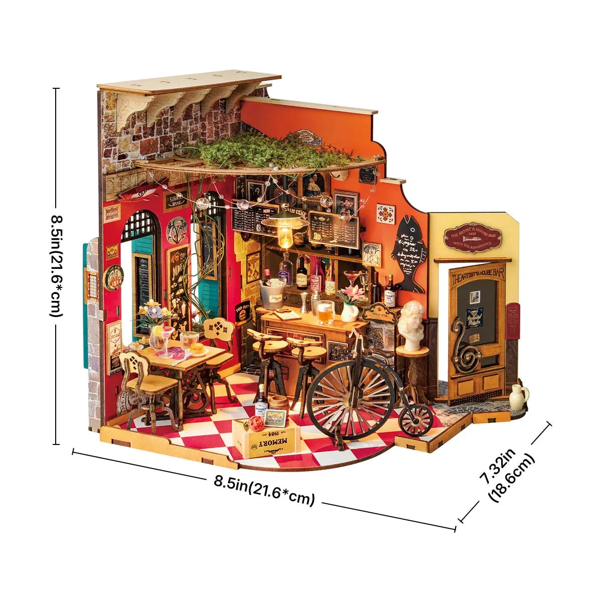DIY Houten Miniatuur Poppenhuis – Cheers Bar Model met LED Verlichting – Educatief Bouwpakket voor Volwassenen en Kinderen