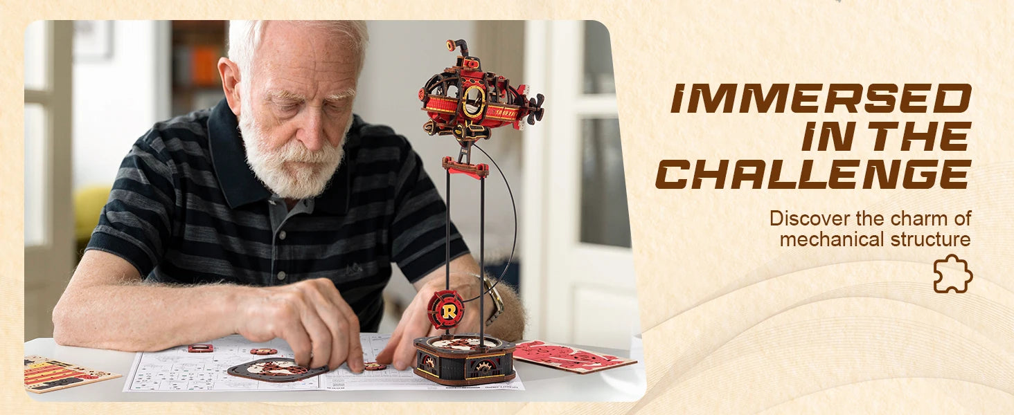 3D Houten Onderzeeër Model – DIY Kinetische Puzzel 219 Stuks – Decoratie voor Bureau en Creatief Cadeau voor Volwassenen