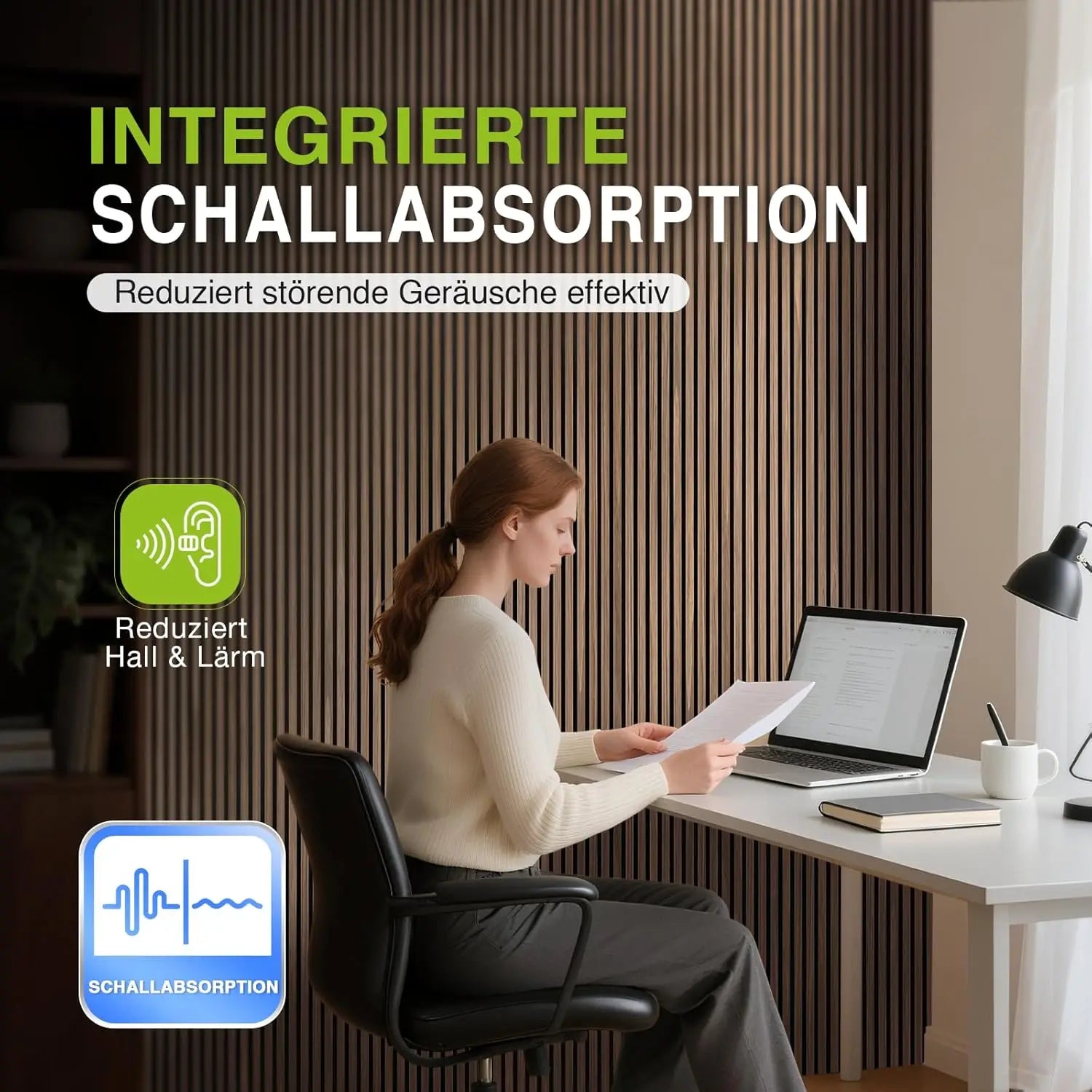 Houten Akoestische Panelen 120x60 cm Set van 4 – Geluidsabsorberende Wandpanelen met Houtlook voor Interieur