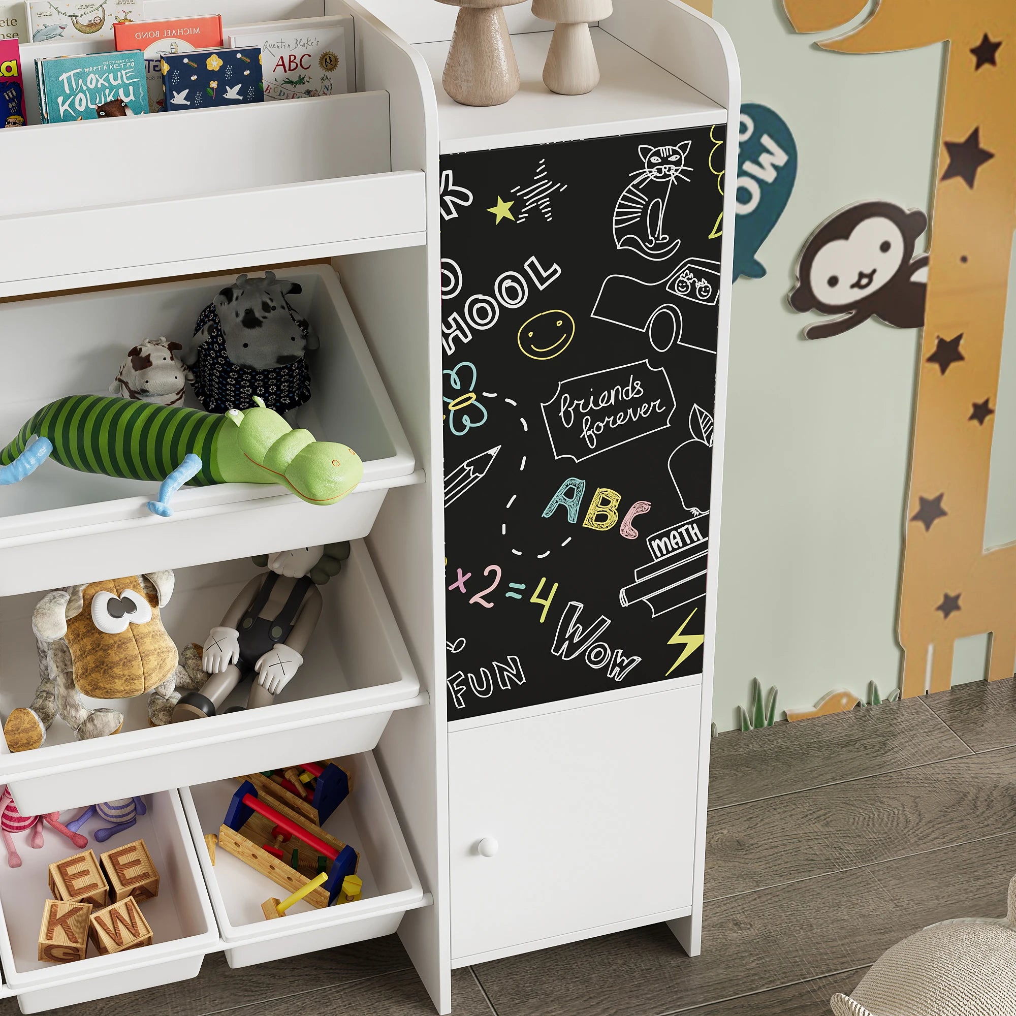 Kinderboekenkast met laden en opbergplanken – multifunctionele opbergoplossing voor peuters en kinderen