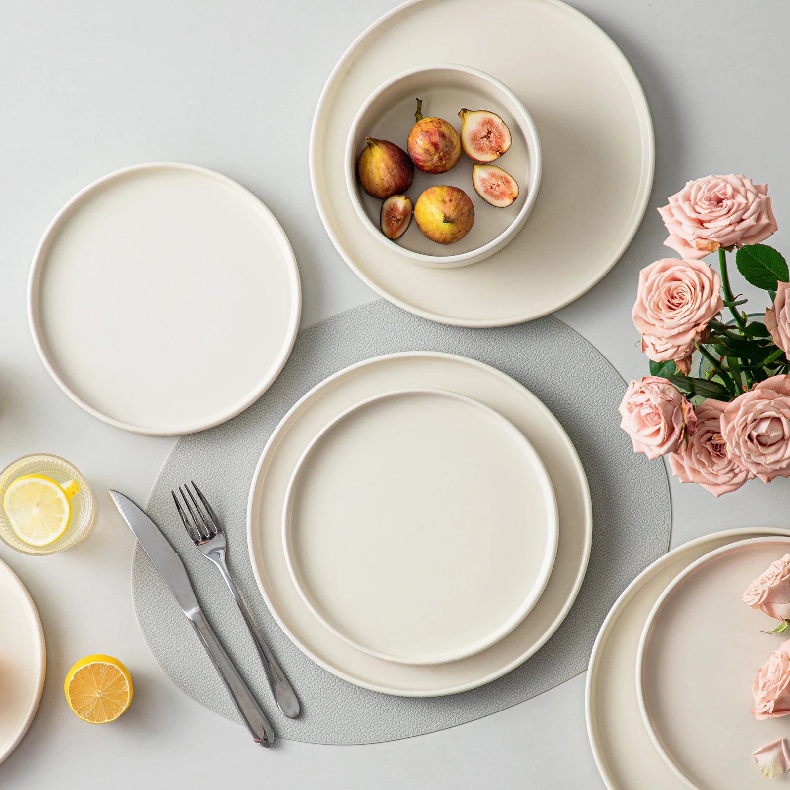 24-delige Serviesset van Steengoed Keramiek – Cream White Vierkant Servies voor 8 Personen