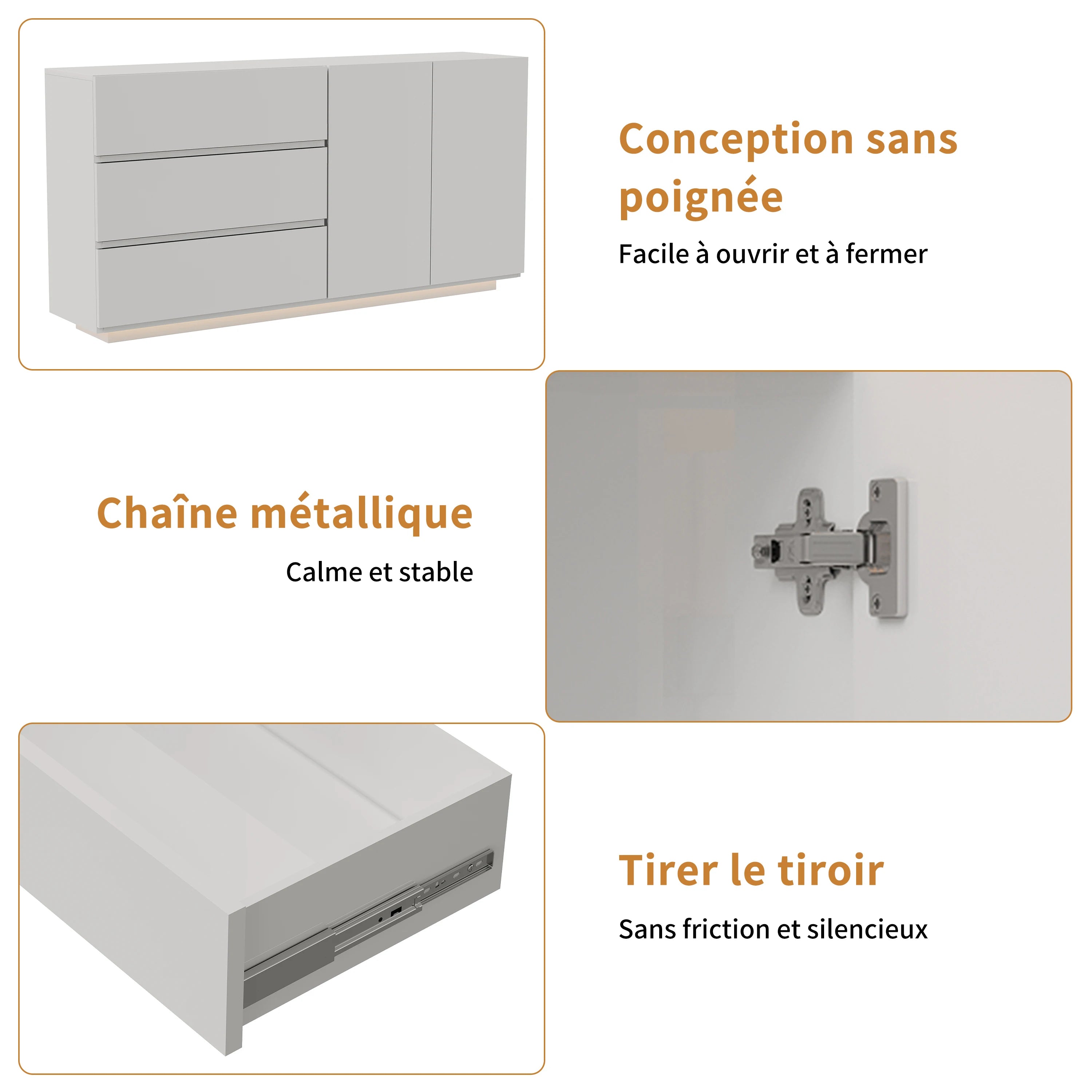 Hoogglans Buffetkast met LED Verlichting – Modern Dressoir met Opbergruimte