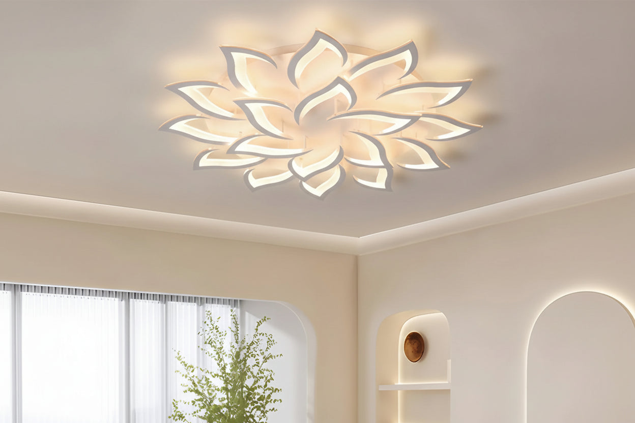 Moderne Bloem Plafondlamp LED – Dimbare Luxe Kroonluchter met Afstandsbediening – Nordic Design voor Woonkamer & Slaapkamer