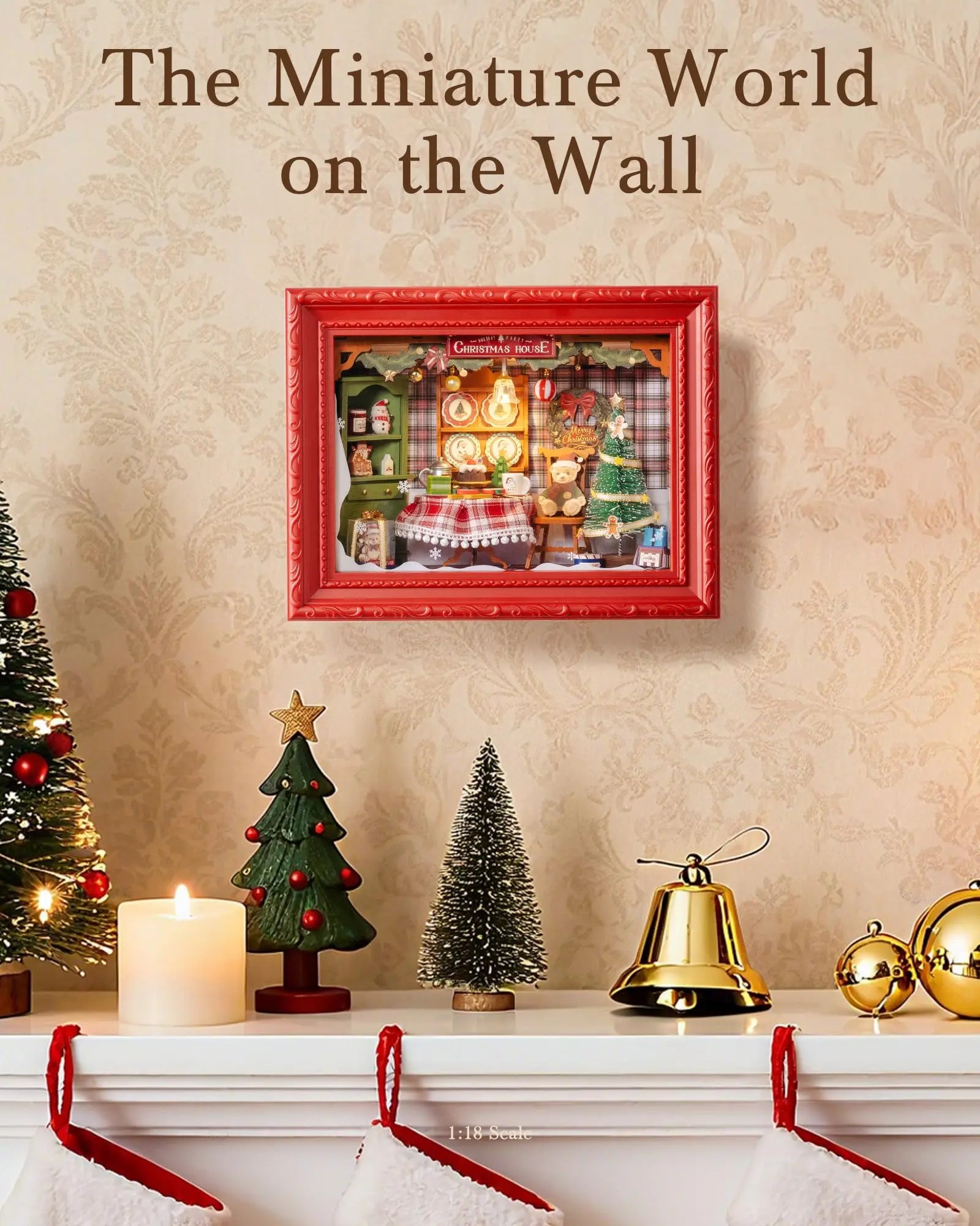 3D LED Kerst Diorama Houten Puzzel – Sfeervolle Kerstdecoratie & Creatief Cadeau voor Volwassenen