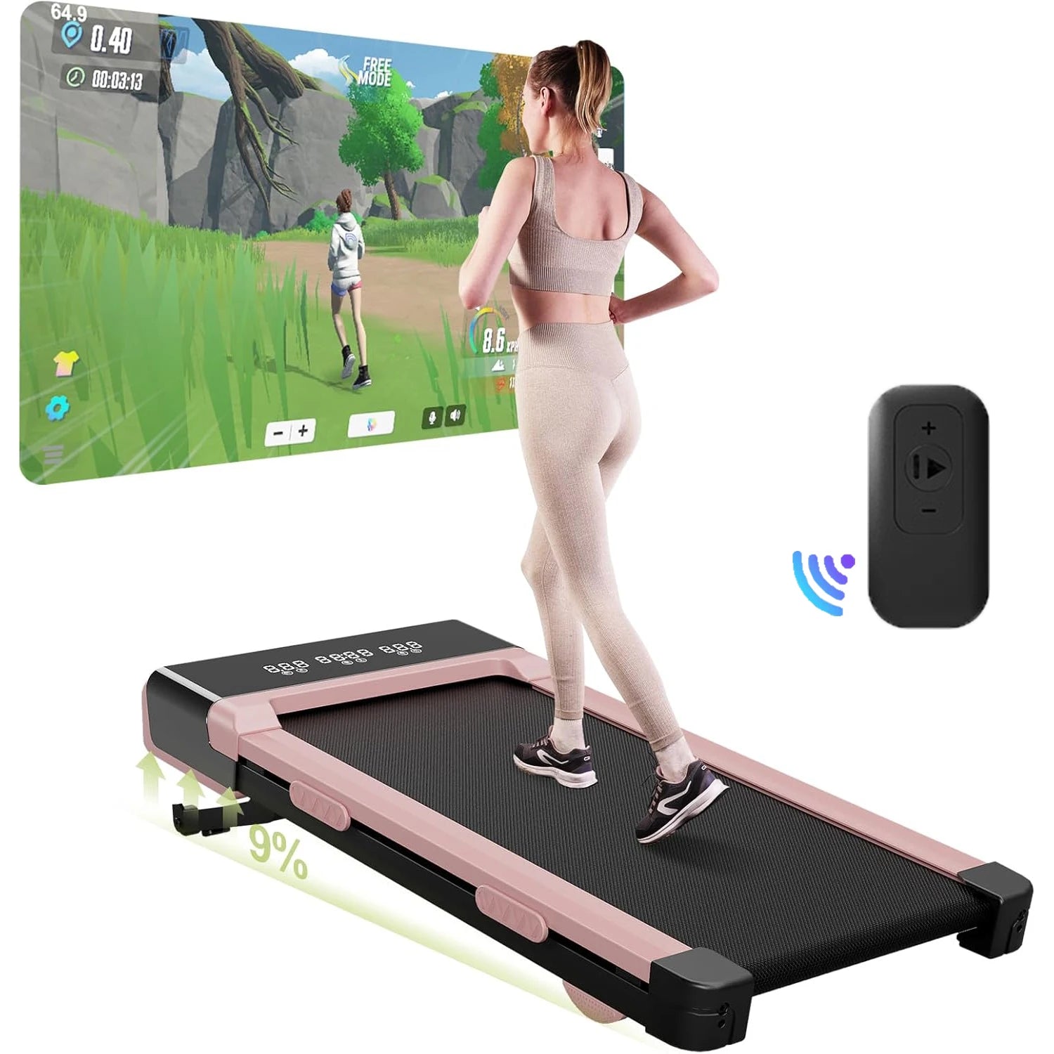 Opvouwbare Walking Pad met Helling 9% – Elektrische Loopband voor Thuis met App en LCD Scherm
