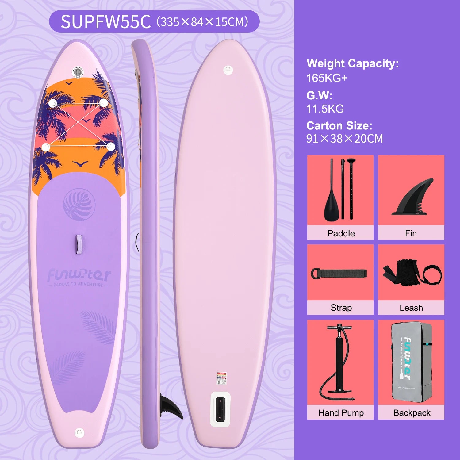 Opblaasbaar SUP Board 335 cm – Stand Up Paddle Board met Accessoires – Antislip & Extra Stabiel