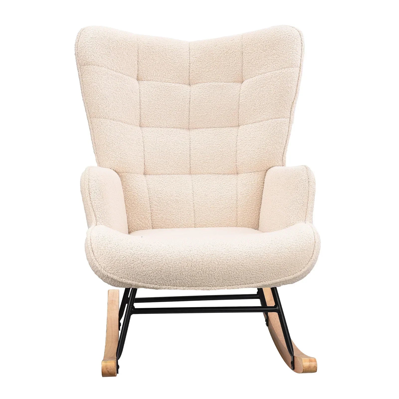 Moderne zachte pluche schommelstoel met armleuningen – comfortabele woonkamer stoel