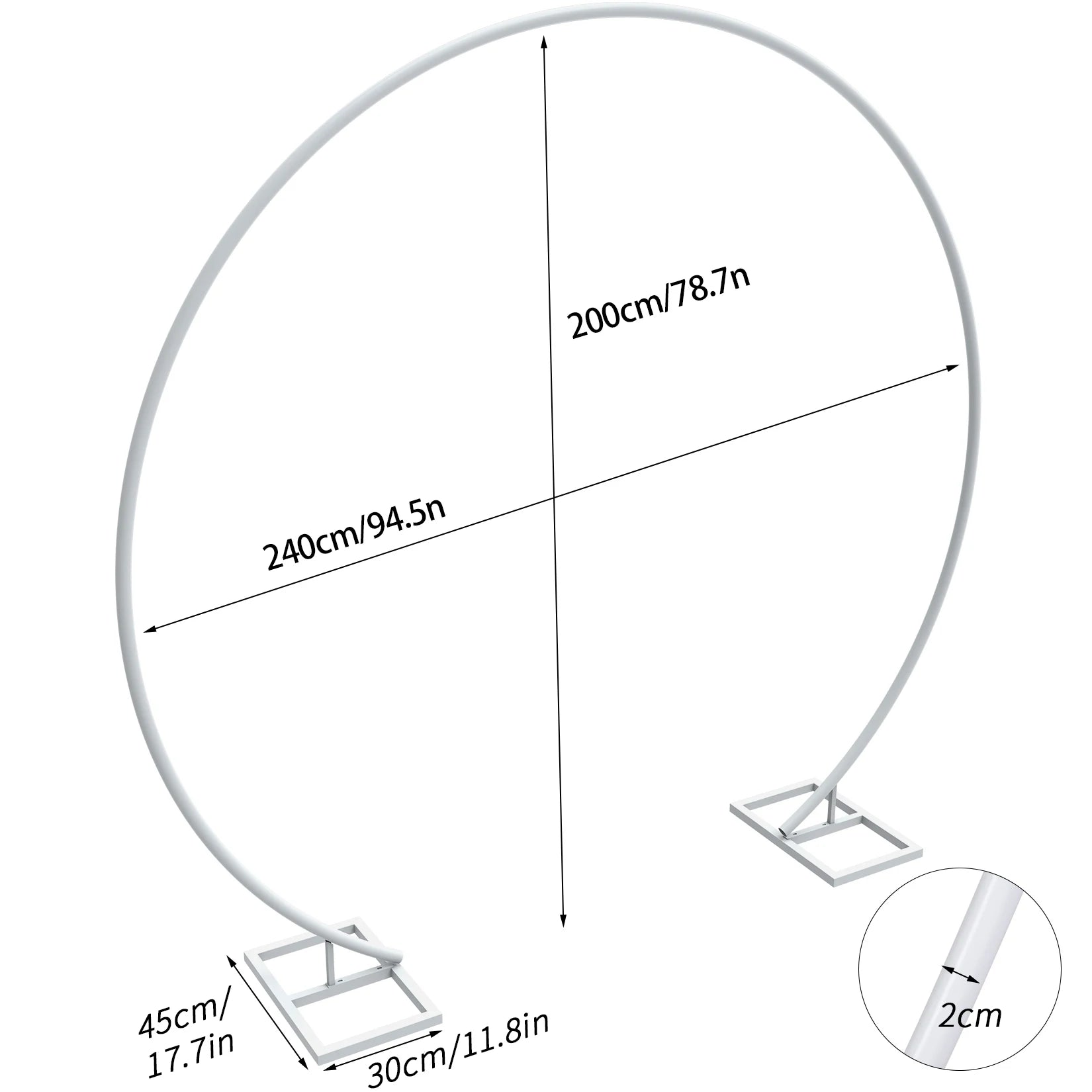 Grote Ronde Metaal Boog Achtergrondstandaard – Bruiloft Backdrop Frame 200x220 / 200x240 cm – Decoratie Boog voor Feest & Events