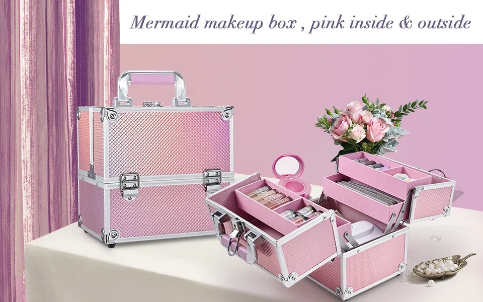 Draagbare Make-up Train Case – 4 Lades Organizer Koffer – Waterdicht en Reisklaar
