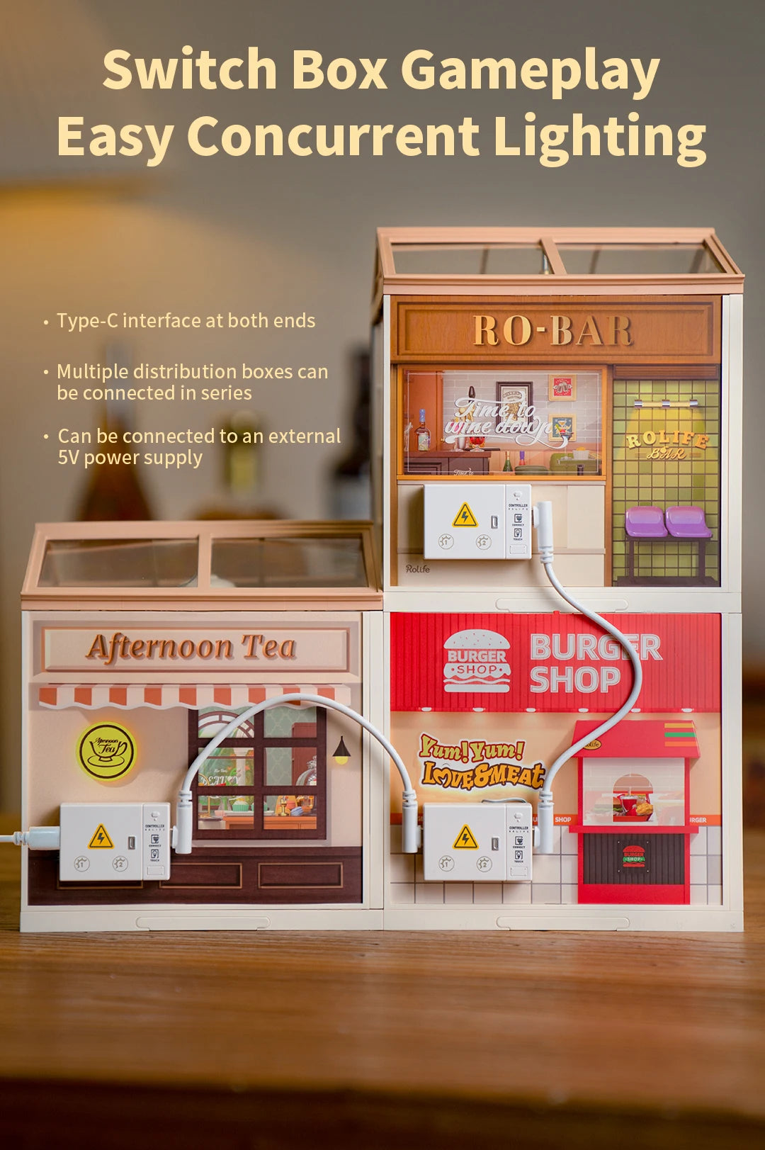 Miniatuur Poppenhuis Bouwset – Burgers Bar Thema – Creatieve DIY Bouwstenen voor Kinderen en Tieners