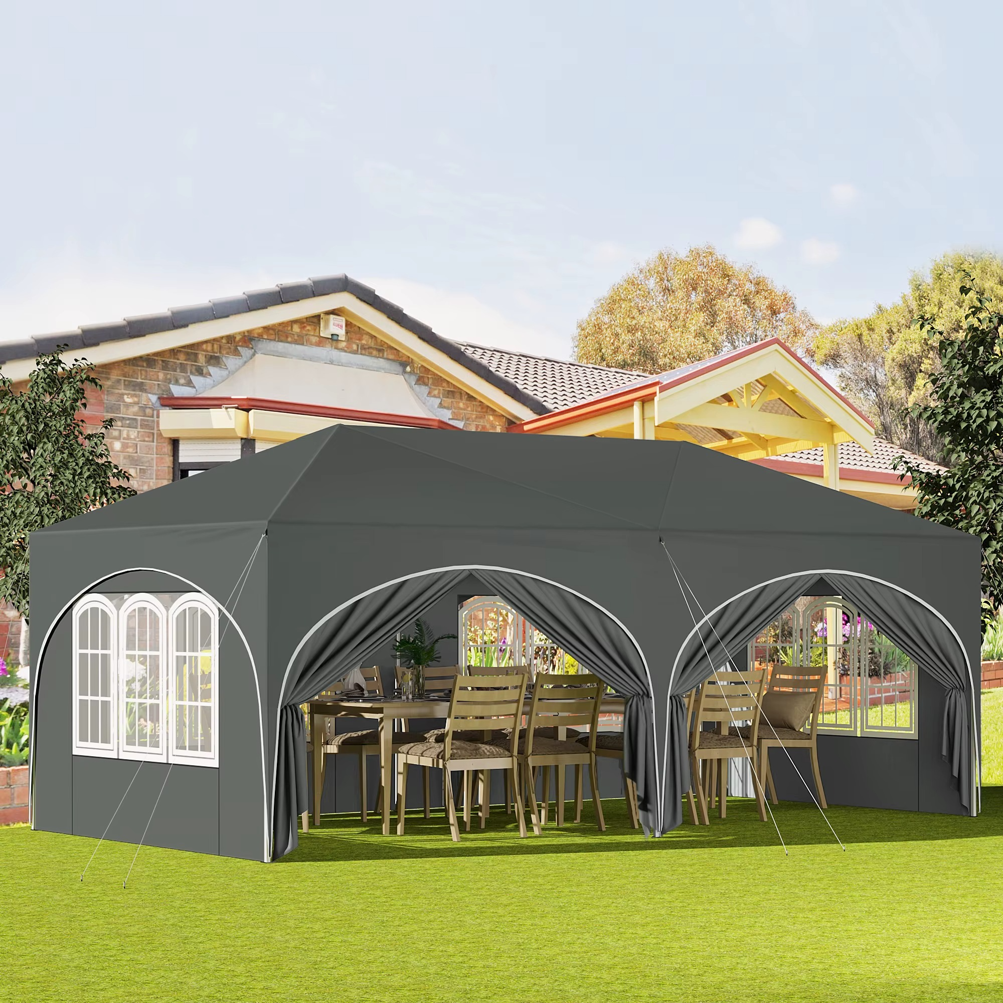 Opvouwbaar Paviljoen 3×6 m – Easy Up Partytent met 6 Zijwanden