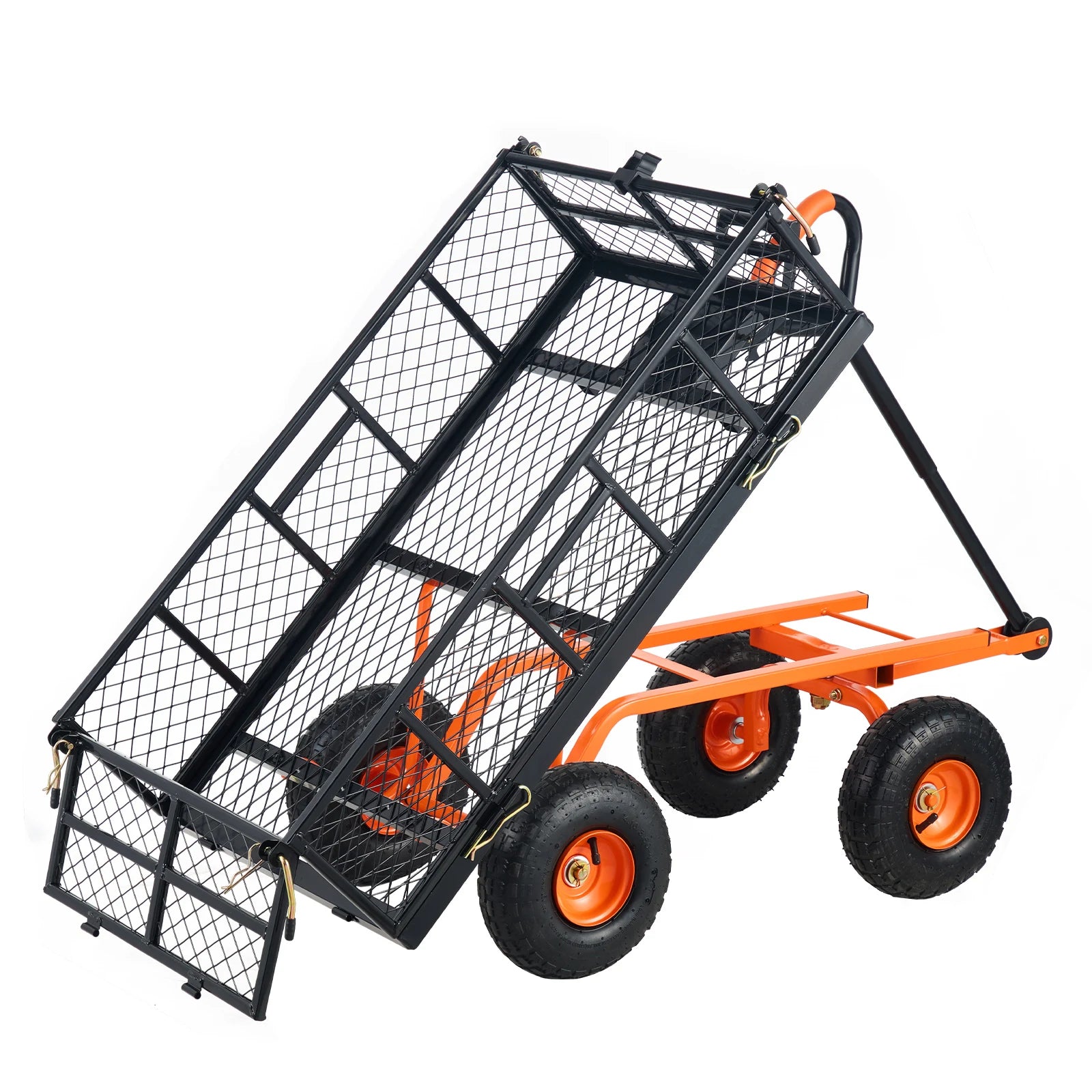 Tuinkar Metalen Kiepwagen 400 kg – Stevige Tuinwagen met 360° Wielen en Afneembare Zijpanelen