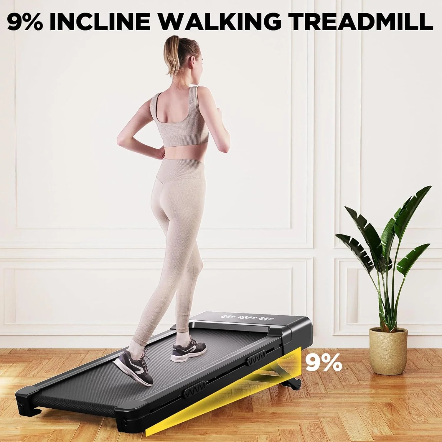 Opvouwbare Walking Pad met Helling 9% – Elektrische Loopband voor Thuis met App en LCD Scherm