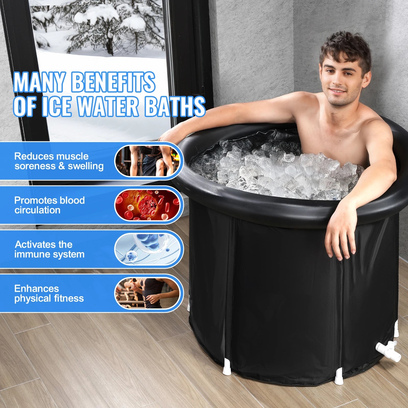 Opblaasbaar IJsbad Dompelbad – Draagbaar Koudwaterbad voor Atleten en Sportherstel – 330 Liter