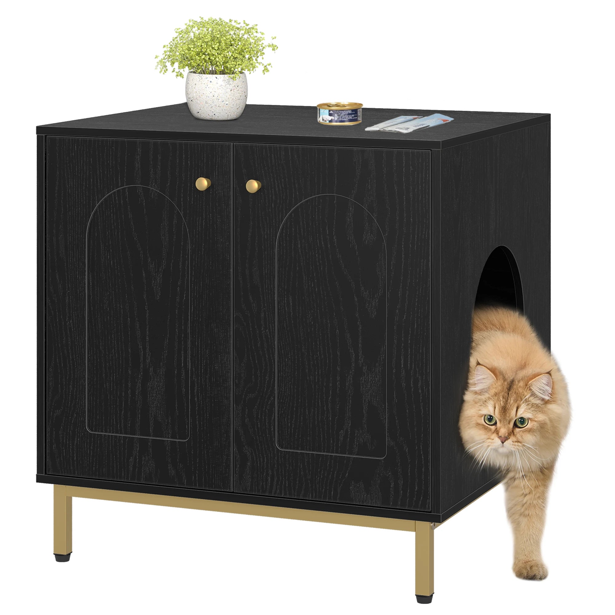 Kattenbak Kast – Stijlvolle Kattenbak Verbergmeubel met Zij-ingang en Zijtafel‑functie