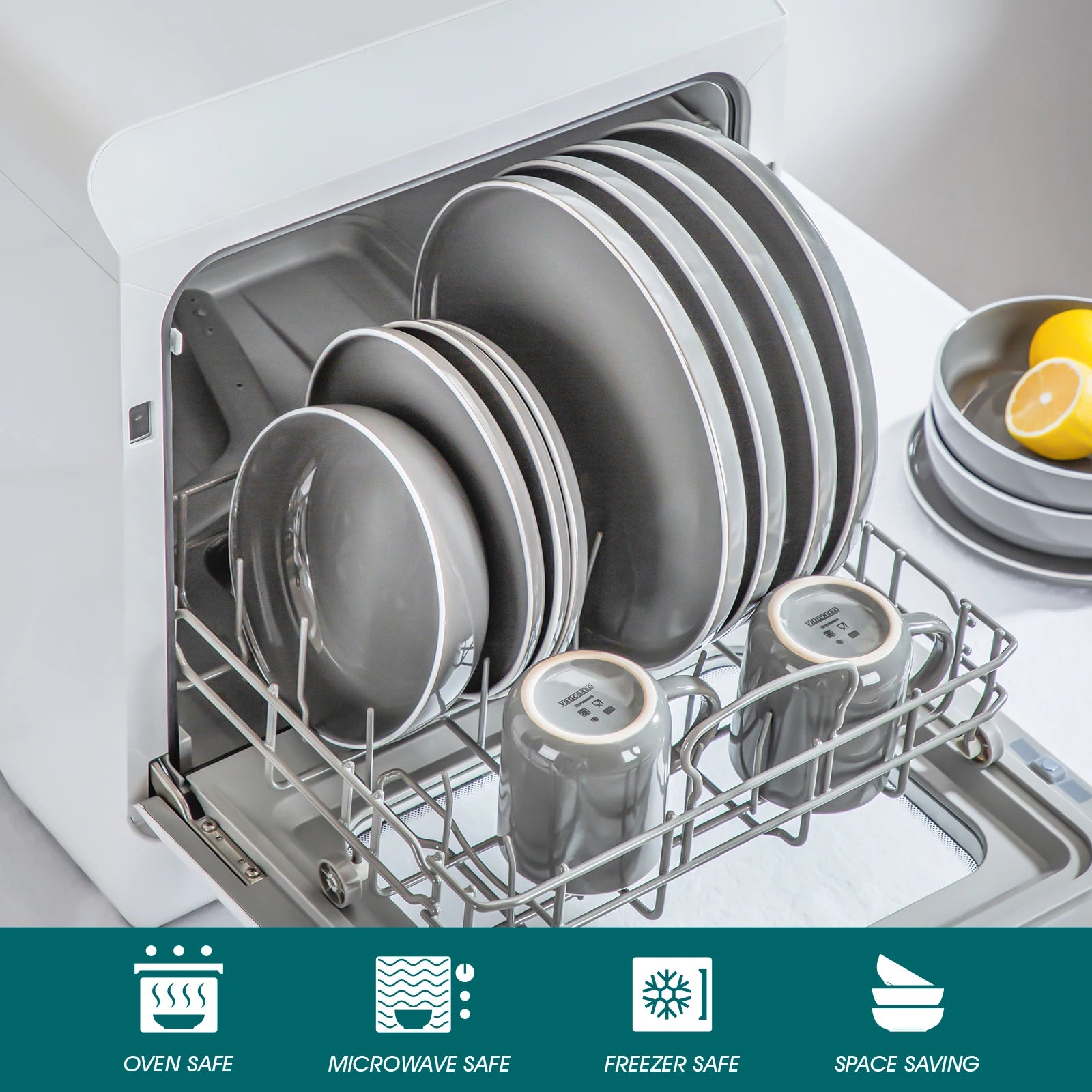 Serviesset 16-delig – Grijs Steengoed Servies voor 4 Personen – Modern & Duurzaam Keramisch Servies